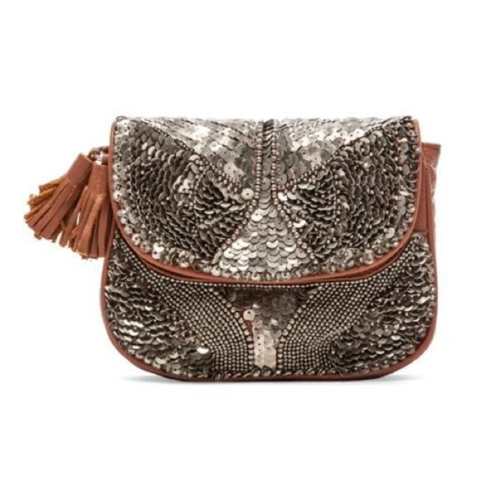 New Antik Batik Sequin Leather Darix Pouch Clutch